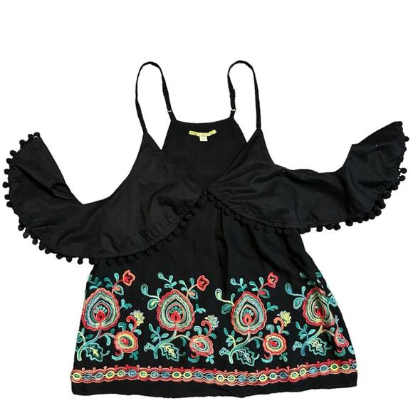 Gianni Bini Floral Embroidered Off-Shoulder Top with Adjustable Straps S EUC - Picture 2 of 9